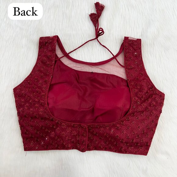 CHIKANKARI WORK BLOUSE - Picture 3 of 8